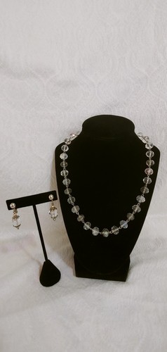 VETEMENTS Set collana romana e clip orecchini perle vetro sfaccettatura tono argento
