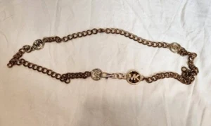 Michael Kors Leopard Charm MK Logo Lock Gold-tone Metal Chain Belt  - Picture 1 of 4