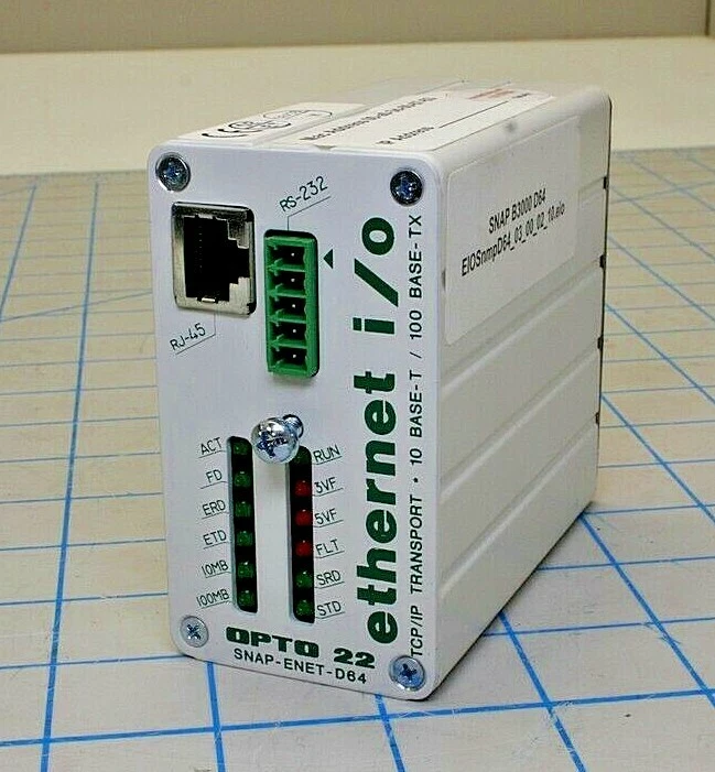 SNAP-ENET-D64/ETHERNET PROCESSOR I-O 10 BASE-T-100 BASE-TX SNAP B3000D64/OPTO 22 - Image 1 of 4