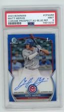 2023 Bowman Chrome Matt Mervis 1st Prospect Blue Refractor Auto /150 PSA 9 Cubs