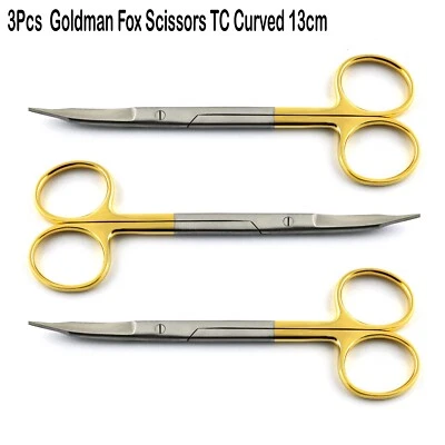 Tijeras quirúrgicas Goldman Fox TC curvas 13 cm dentales súper corte veterinario operativo 3 piezas Foto 1 de 3