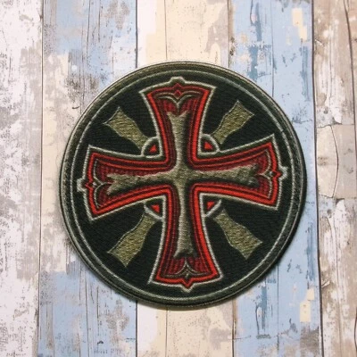 Knight Templar Patch Iron-on Applique Christian Badge Cross Crusader Medieval - Image 1 of 4