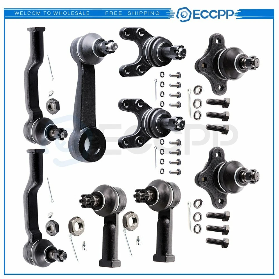 9Pieces Front Ball Joints Tie Rods Pitman Arm Kit For 87-91 Mazda B2600 RWD - Image 1 of 4
