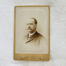 Antique CABINET CARD E.S. DUNSHEE Man In Suit Bow Tie Slick Hair Mustache Boston