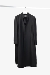Victoria Beckham Black Crepe Tailored Mandarin-Collar Coat, Size M - Picture 1 of 8