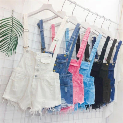 Women Denim Shorts Summer Stretch Jumpsuit Playsuit Strap Rompers Hot Pants - Image 1 of 4