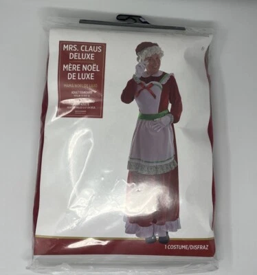 Mrs. Claus Women’s Deluxe Costume Adult Size Standard - Fits Up to Size 12 - Image 1 of 4