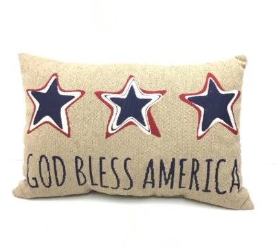 Decorative Throw Pillow, Size 13 X 19” GOD BLESS AMERICA - Image 1 of 3