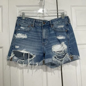 🌷 American Eagle Tom Mädchen blau Distressed Denim Jeans Shorts - 8 / 29 - Bild 1 von 4