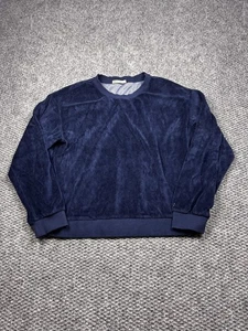 Marine Layer Sweatshirt Mens Large Navy Blue Velour Fleece Crewneck Pullover - Picture 1 of 6