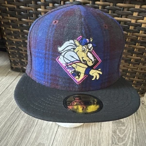 Texas Rangers Baseball Cap Mascot Plaid Logo New Era Sz 7 1/4 - Picture 1 of 15