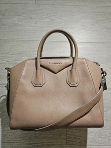 Authen Givenchy Small Antigona Pebble Leather Shoulder Handbag Bag Beige - Picture 1 of 21