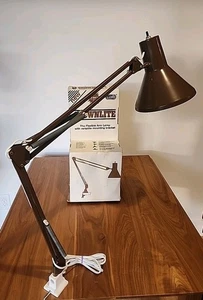 VTG LUXO CROWNLITE Drafting Lamp Swing Arm Clamp Mount Articulating Brown w/ Box - Picture 1 of 10