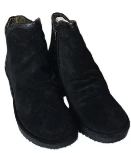 Fly London NIB Women's Black Oil Suede Wedge Booties Shoes NEW Size US 7 EURO 37 - Picture 1 of 9