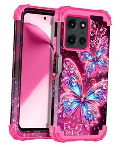 Für Hülle, Glow in the Dark dreilagig robust Moto G 5G 2025 Deep Pink - Bild 1 von 7