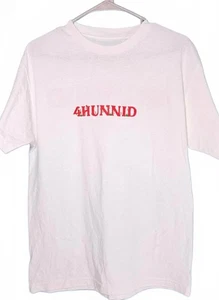 T-shirt uomo 4HUNNID bianca grafica nuova senza etichetta taglia media - Foto 1 di 6
