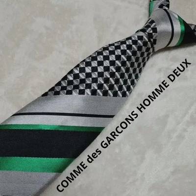 Comme Des Garcons Homme Tie Black Green Silver Men's Designer Made in Japan - Image 1 of 4