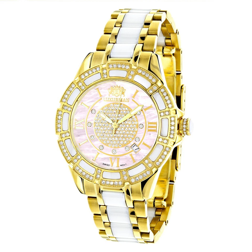 Reloj Diamante Hombre y Mujer | Luxurman Galaxy 38 mm | Esfera Rosa Foto 1 de 4