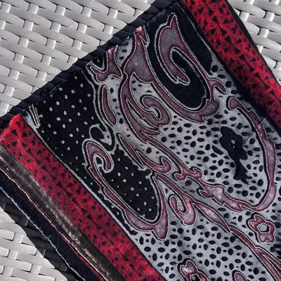 "Mantón bufanda envolvente flecos 59"" X 10"" mezcla de seda rojo y negro cachemir terciopelo Burnout" Foto 1 de 4