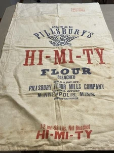 Vtg HI-MI-TY Flour Cloth Sack Bag 98lbs Pillsbury’s Mills Minneapolis Minn 1930s - Picture 1 of 7