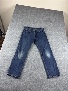 Jeans Levis 505 uomo 33x28 blu scuro lavaggio cotone regular fit denim abbigliamento da lavoro - Foto 1 di 9