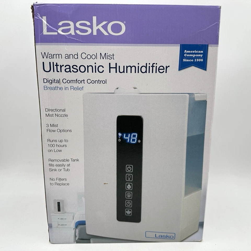 Lasko UH300 Warm and Cool Humidistat and Timer, Quiet No Filter, White - Image 1 of 4