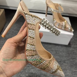Women Pointed Toe Rhinestone High Stiletto Heel Sandal Slipper Sexy Party Ladies - Picture 1 of 25