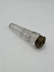 19th Century Victorian Cut Glass Perfume Bottle Gilded Brass Screw On Cap Split - Picture 1 of 13