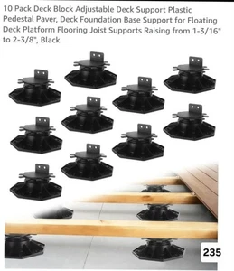 Adjustable Deck Support Pedestal, 10Pack Deck Foundation Support Base for Flo... - Picture 1 of 1