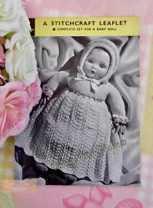 Vintage 1930s Dolls Clothes Knitting Pattern. 5 Piece Set For Baby Doll - Picture 1 of 1