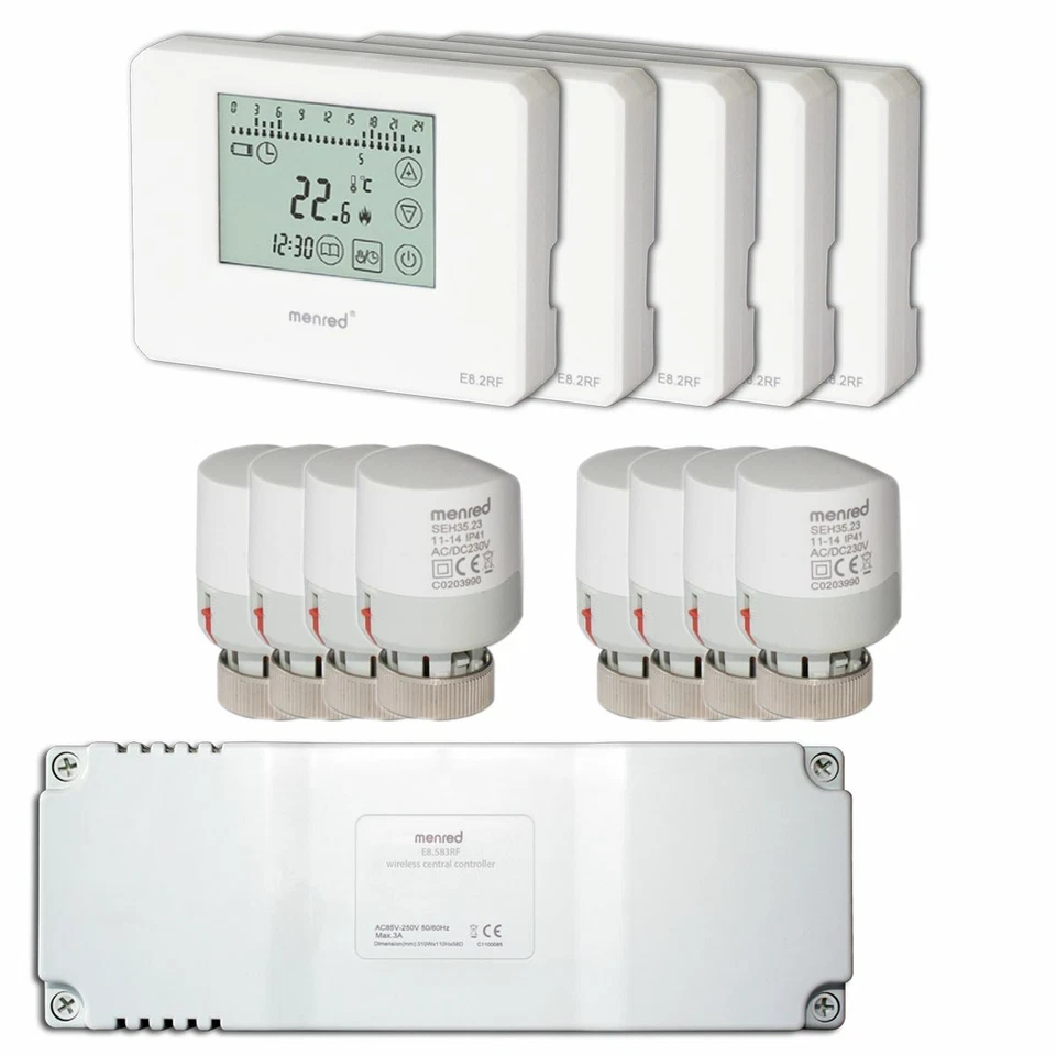 Funk Komplett Set Menred 8.2RF u. E8.583RF inkl SEH35.23 Stellantrieb Thermostat - Bild 1 von 4