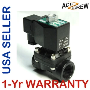 3/4 inch NPT 12V DC VDC GRAVITY-FEED Large Plastic Nylon Electric Solenoid Valve - Picture 1 of 9
