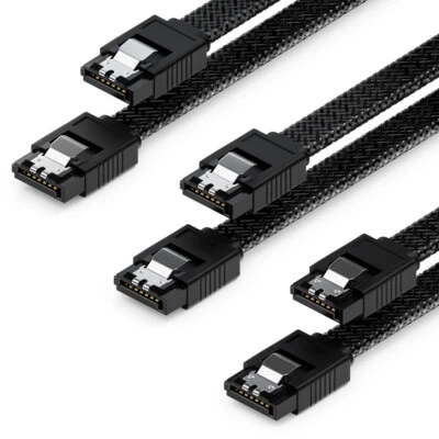 3x SATA 3 Kabel 0,6m Nylon bis 6Gbit/s für PC HDD SSD Festplatte DVD Datenkabel - Bild 1 von 4