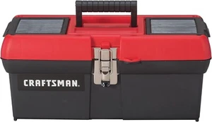 CRAFTSMAN Tool Box, Lockable, Red/Black 15.8"L x 8.2"W x 7.1"H - Picture 1 of 4