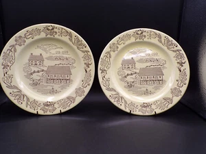 2 Vintage 1955 Royal China Sebring OH "BUCKS COUNTY" Dinner Plates 10" C25 - Picture 1 of 9