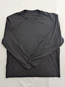 Lululemon Shirt Mens Large Black Long Sleeve Athletic Shirt Casual Top Pocket - Picture 1 of 8