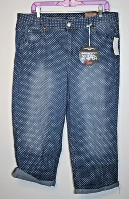 NWTS Avenue Denim Women's Blue Polka Dot Capri Pants Size 16 - Image 1 of 3