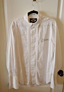 Camicia smoking Harley Davidson bianca manica lunga polsino ricamato francese taglia M - Foto 1 di 18