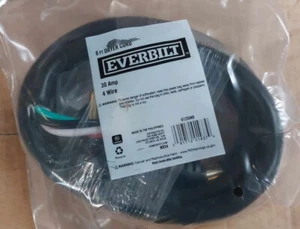 (6|12 Pack) Everbilt 61255HD 6ft Electric Dryer Plug, 30 Amp, 4 Wire, Black - Picture 1 of 12