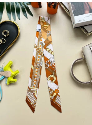 Quality 18 Momme Twill Silk Scarf Ribbon Harness Bag Neck Tie Headband 33" * 2" - Image 1 of 4