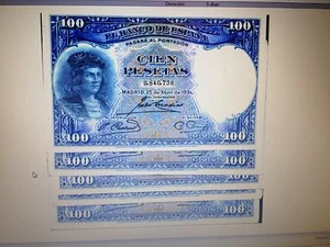 Lote 5 Pcs Spain Bankonote 100 Pesetas 1931 Very Rare Republic civil scarce - Picture 1 of 1