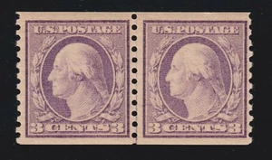 US 493 3c Washington Coil Line Pair Mint with PF Cert F-VF OG NH SCV $230 - Picture 1 of 3