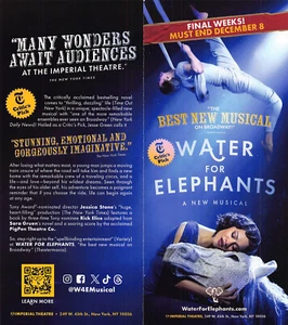 Water for Elephants the Musical Ad Flyer Broadway New York City Grant Gustin - Picture 1 of 2