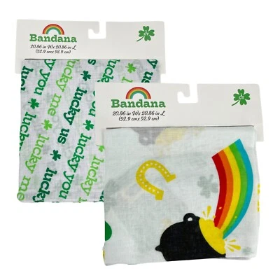 Lot of 2 St Patrick's Day Bandana Handkerchief Dog Scarf Lucky Shamrock Cotton  - Image 1 of 4