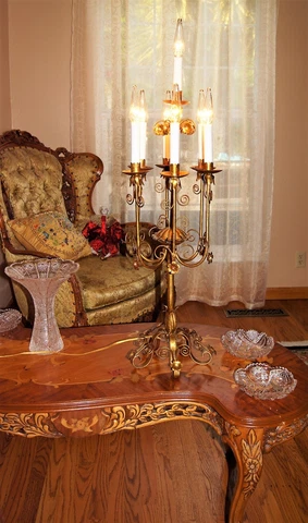 VTG ITALIAN TOLE ITALY STEEL TABLE FLOOR LAMP CANDELABRA CHANDELIER FIXTURE 50's Cover