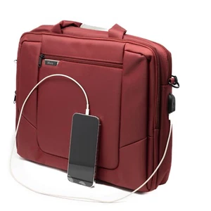 BIZEY Red New Laptop Netbook Bag Shoulder Messenger Case Charging Port - Picture 1 of 11