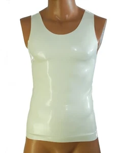 Mens Rubber latex white T-shirt vest top muscle t-shirt all sizes. HANDMADE - Imagen 1 de 2