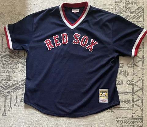 Authentic Mitchell & Ness TED WILLIAMS #9 Boston Red Sox Navy Blue Jersey 2XL Cover