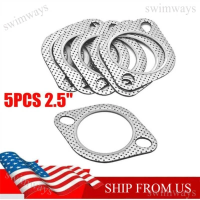 5x Car 2 Bolt High Temp Exhaust Gasket Flange 2.5in Cylinder Head Gasket USA - Image 1 of 4