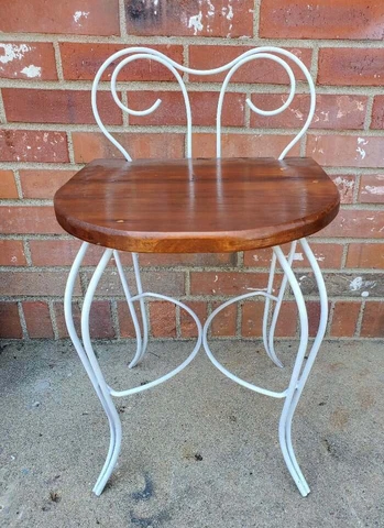 Vintage Cast Iron Plant Stand Bench Fern Stand White Wood Seat Cover